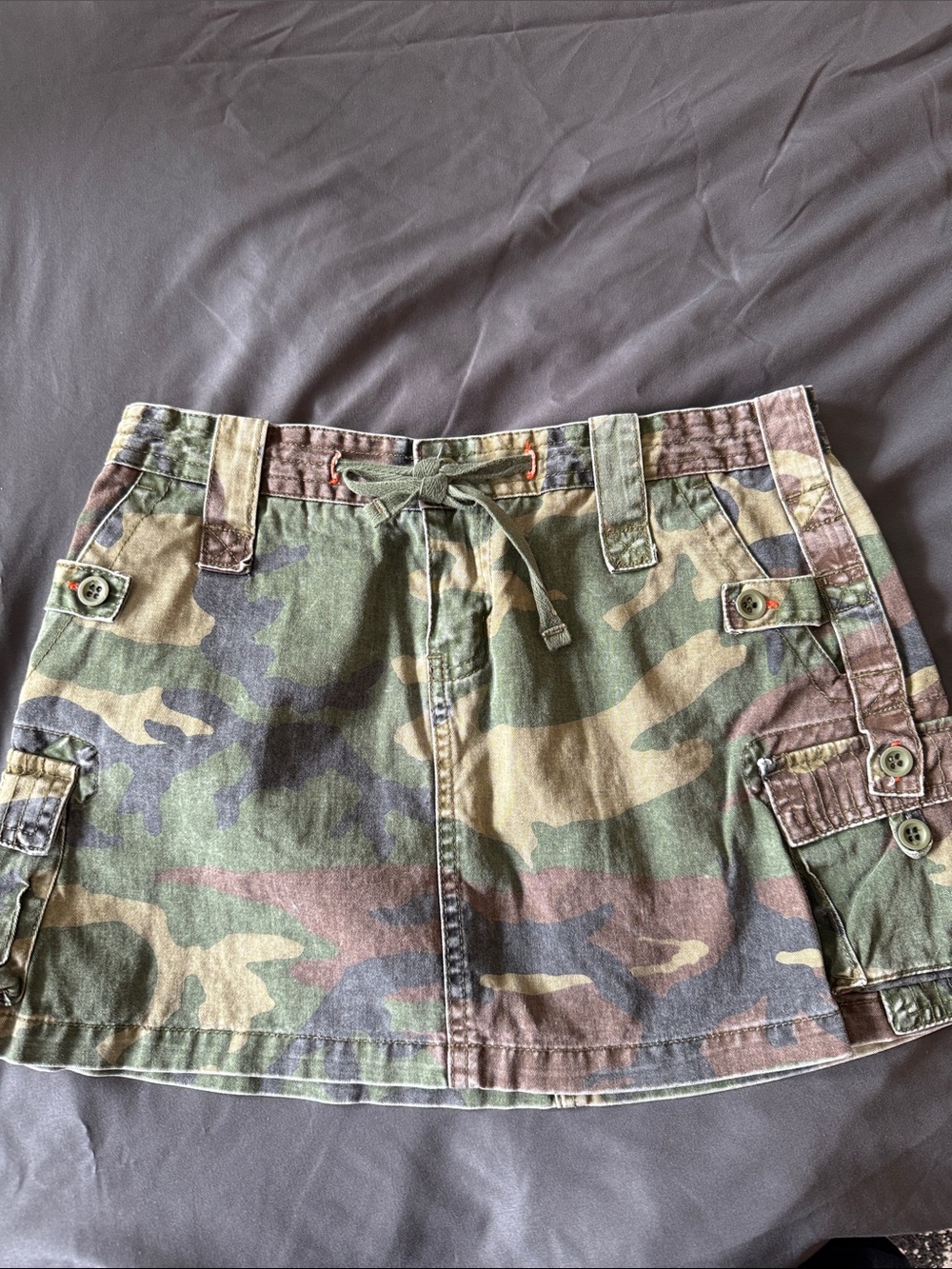 Chor Camouflage Cargo Mini Skirt - Green Brown